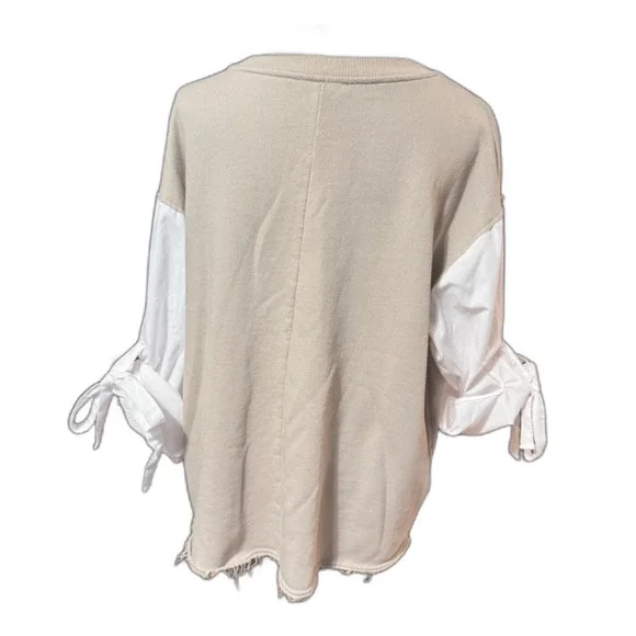 ZARA Roll Sleeve Two Tone Top - Picture 3 of 6